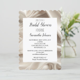 Pretty Champagne Gold Faux Satin Bridal Shower Invitation