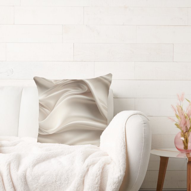 Pretty Champagne Gold Romantic Faux Satin  Cushion (Couch)