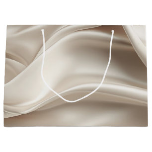 Pretty Champagne Gold Romantic Faux Satin  Large Gift Bag