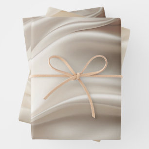 Pretty Champagne Gold Romantic Faux Satin Wedding Wrapping Paper Sheet