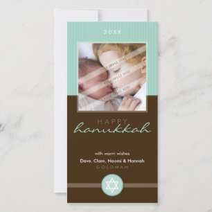PRETTY CHANUKKAH PHOTOCARD :: stripedstitch 4P Holiday Card