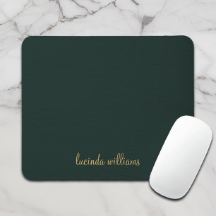 Pretty Charcoal & Gold Script Monogram Mouse Mat
