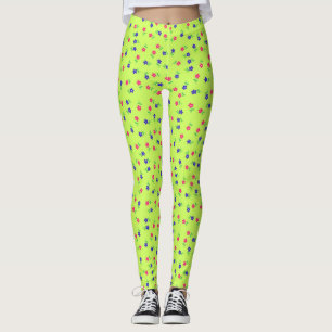 Pretty Chartreuse Flowers leggings