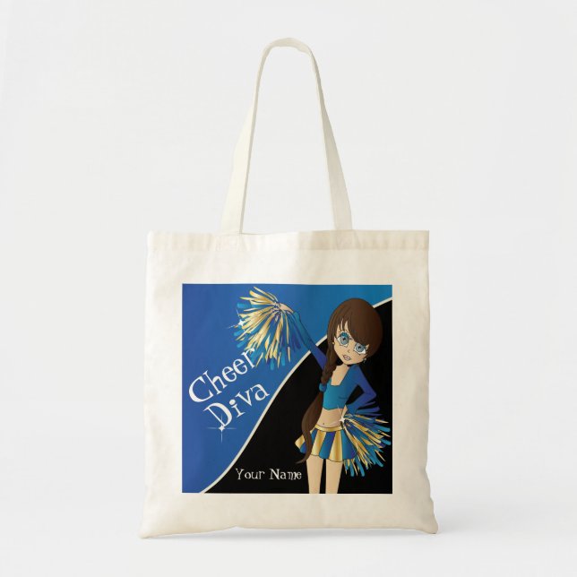 Pretty Cheerleader Girl in Blue Tote Bag (Front)
