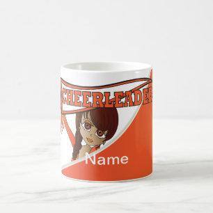 Pretty Cheerleader Girl in Orange   Personalise Coffee Mug
