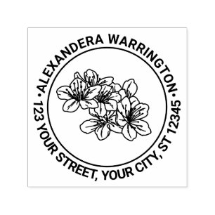 Pretty Cherry Blossom Blooms Name Return Address Self-inking Stamp