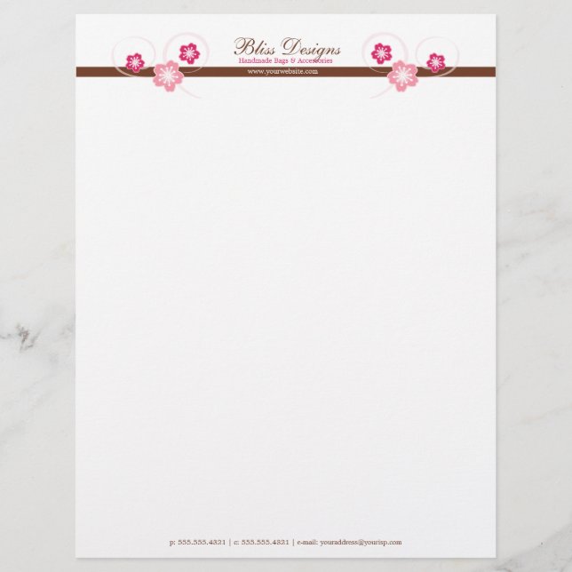 Pretty Cherry Blossom Flower Letterhead Design (Front)