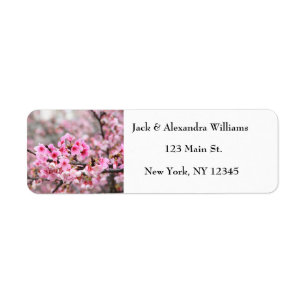 Pretty Cherry blossom Pink Rustic Return Address