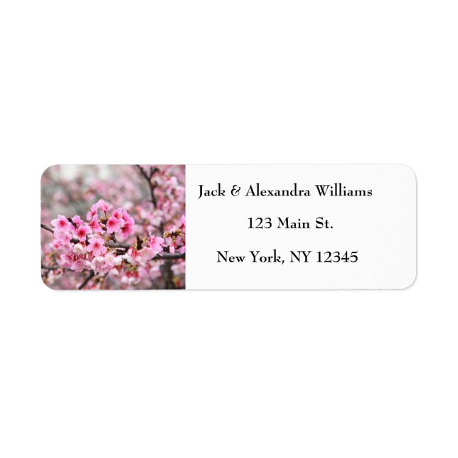 Pretty Cherry blossom Pink Rustic Return Address  (Front)