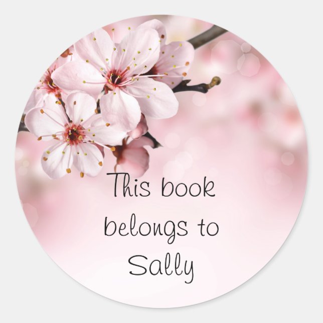Pretty Cherry Blossoms Personalised Classic Round Sticker (Front)