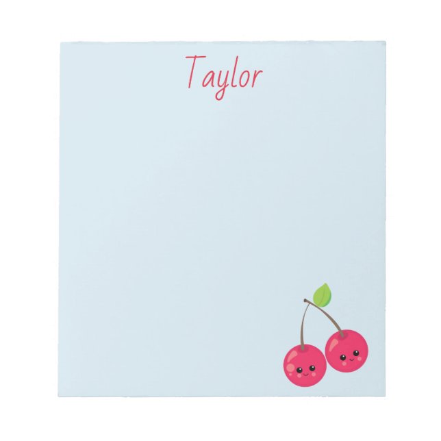 Pretty Cherry Blue Notepad (Front)