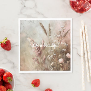 Pretty Chic Beige Blush Boho Floral  Napkin