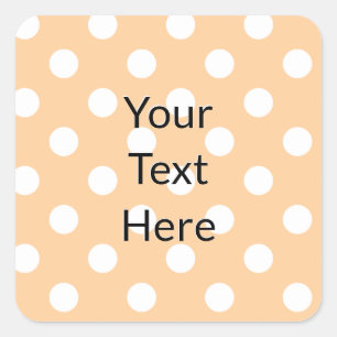 Pretty Chic Cute Peach Polka Dot Custom Text Square Sticker