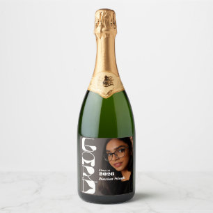 Pretty Chic Graduation Photo Champagne Label Cla