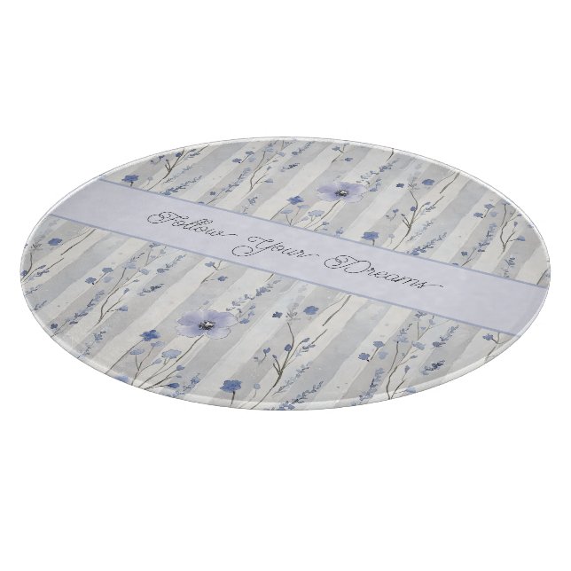 Pretty Chic Lavender Floral Stripes  Cutting Board (Corner)