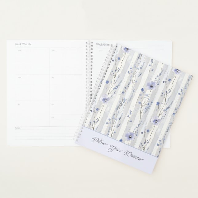 Pretty Chic Lavender Floral Stripes  Planner (Display)