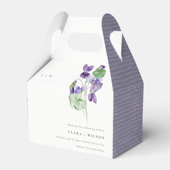 Pretty Chic Monogram Violet Floral Bunch Wedding Favour Box (Front Side)