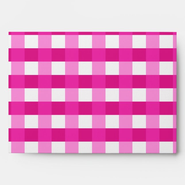 Pretty Chic Pink Gingham Checked Fabric Pattern Envelopes (Front)