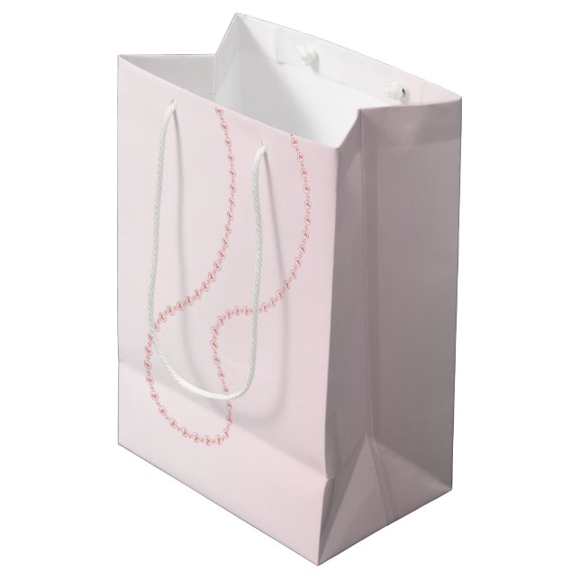 Pretty Chic Pink Pearls Bridal Shower Medium Gift Bag (Front Angled)
