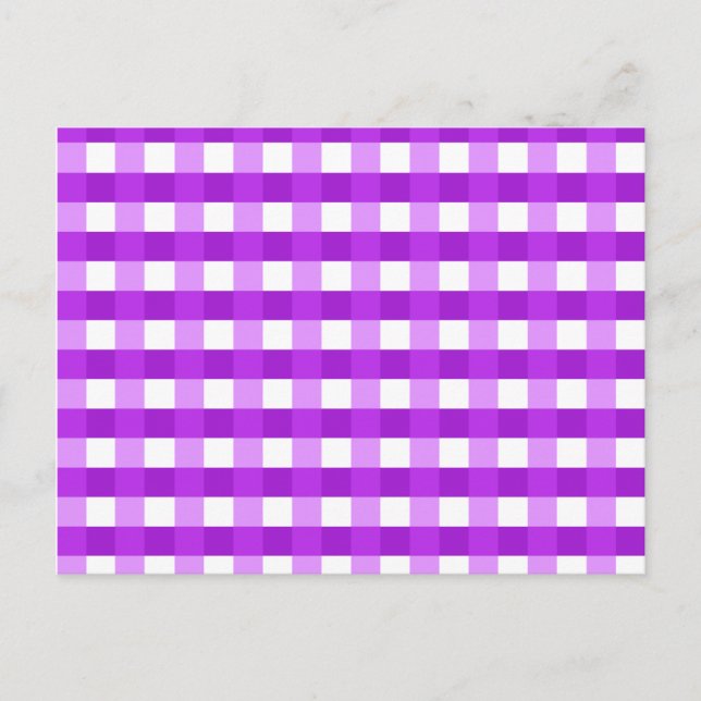 Pretty Chic Purple Gingham Checked Fabric Pattern Postcard (Front)
