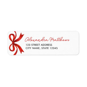 Pretty Chic Red Bow Christmas Address