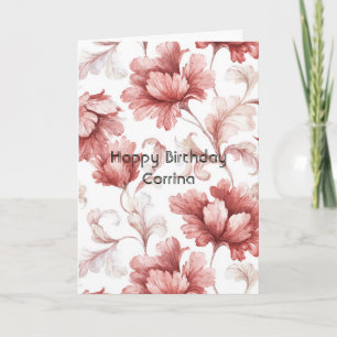 Pretty Chic Red Flowers Birthday Card