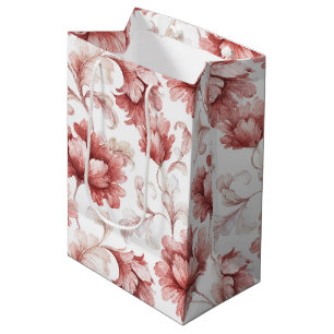 Pretty Chic Red Flowers Bridal Shower Medium Gift Bag