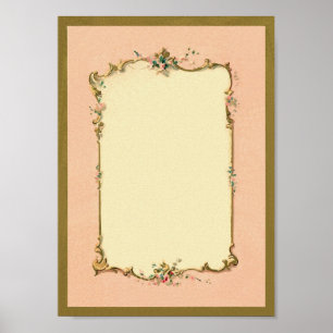 Pretty Chic Vintage French Blank Page Border Poster