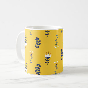 Pretty Chic Yellow Floral Pattern Coffee Mug