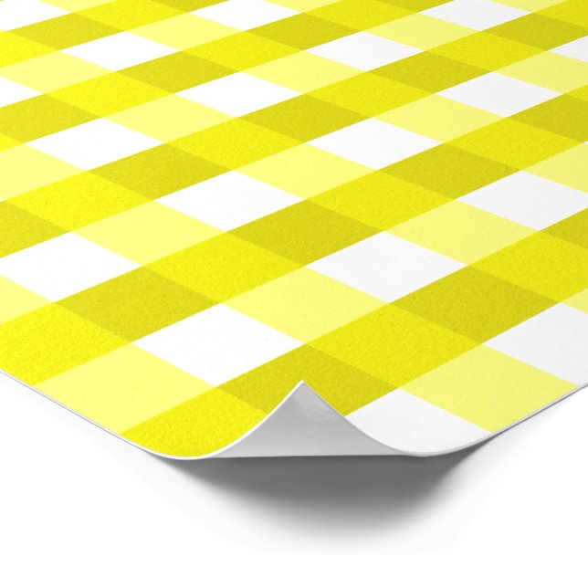 Pretty Chic Yellow Gingham Checked Fabric Pattern Poster (Corner)