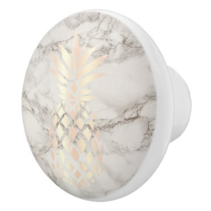 Pretty chick copper rose gold pineapple marble ceramic knob