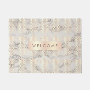 Pretty chick copper rose gold pineapple marble doormat