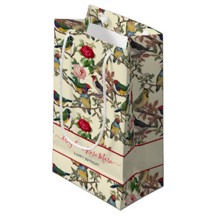 Pretty Chintzy Victorian Scrapbook Birds Design Small Gift Bag