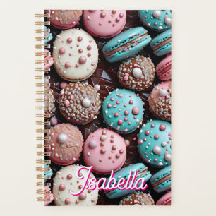 Pretty Chocolate, Blue and Pink Macaron Planner