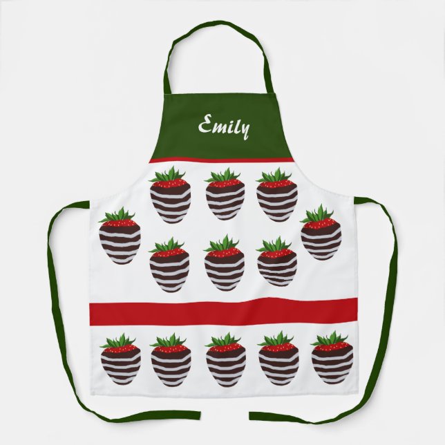Pretty Chocolate Covered Strawberry Apron (Front)