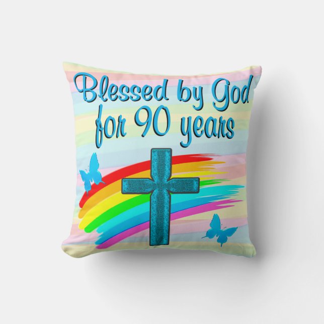 PRETTY CHRISTIAN 90TH BIRTHDAY BLESSINGS PILLOW (Front)
