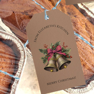 Pretty Christmas Bells Food Gift Custom Name Tags