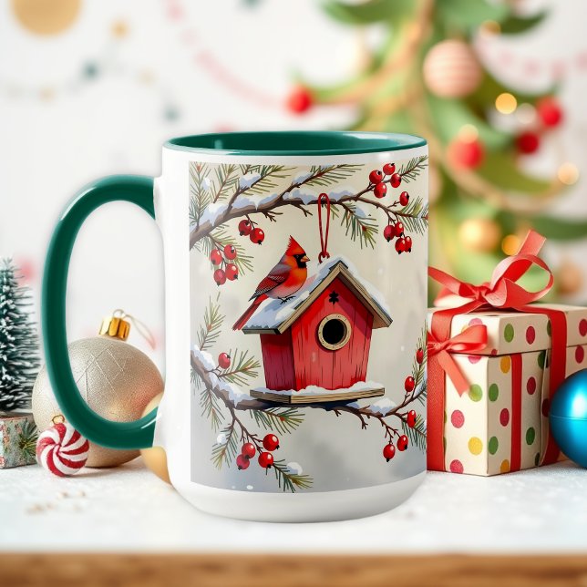 Pretty Christmas Cardinal and Pine Branches Mug (Creator Uploaded)