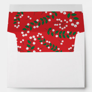 Pretty Christmas Floral Mistletoe Pattern 5x7 Card Envelope