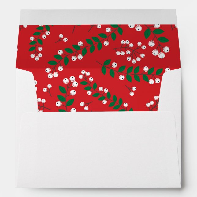 Pretty Christmas Floral Mistletoe Pattern 5x7 Card Envelope (Back (Bottom))