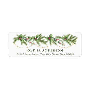 Pretty Christmas Garland Return Address Labels