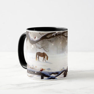 Pretty Christmas Holiday Horse in the Snow Mug