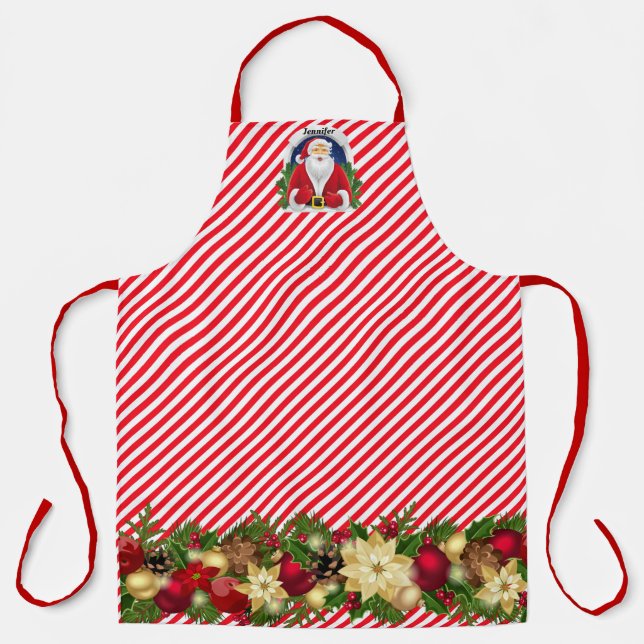 Pretty Christmas Holiday Hostess Apron Custom Name (Front)