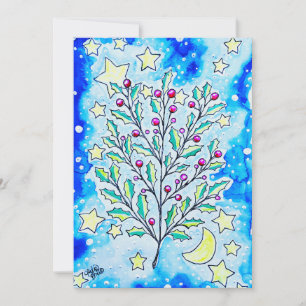 pretty Christmas holly Invitation