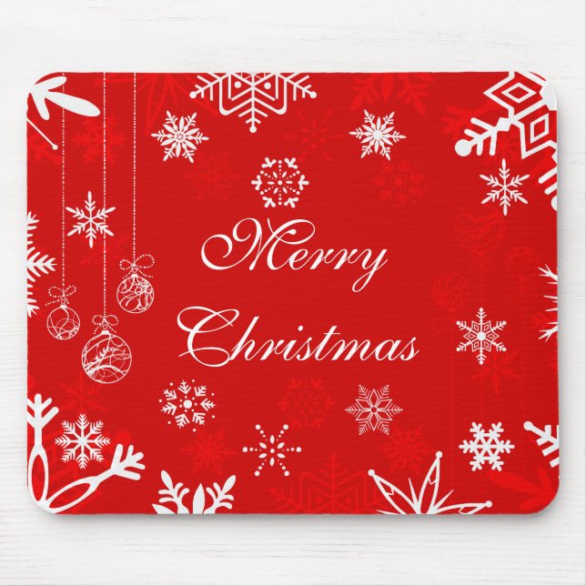 Pretty Christmas mousepad with snowflakes (Front)