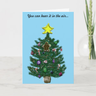 Pretty Christmas Tree with Ornaments Star Holiday Card