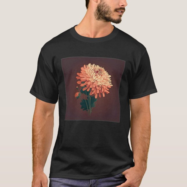 Pretty Chrysanthemum Flower Illustration Unique Wo T-Shirt (Front)