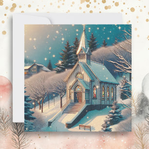 Pretty Church on a Winter Day Christmas Card