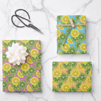 Pretty citrus pattern wrapping paper sheets