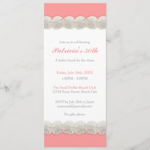 Pretty Classic Sand Dollar Invitation in Coral
